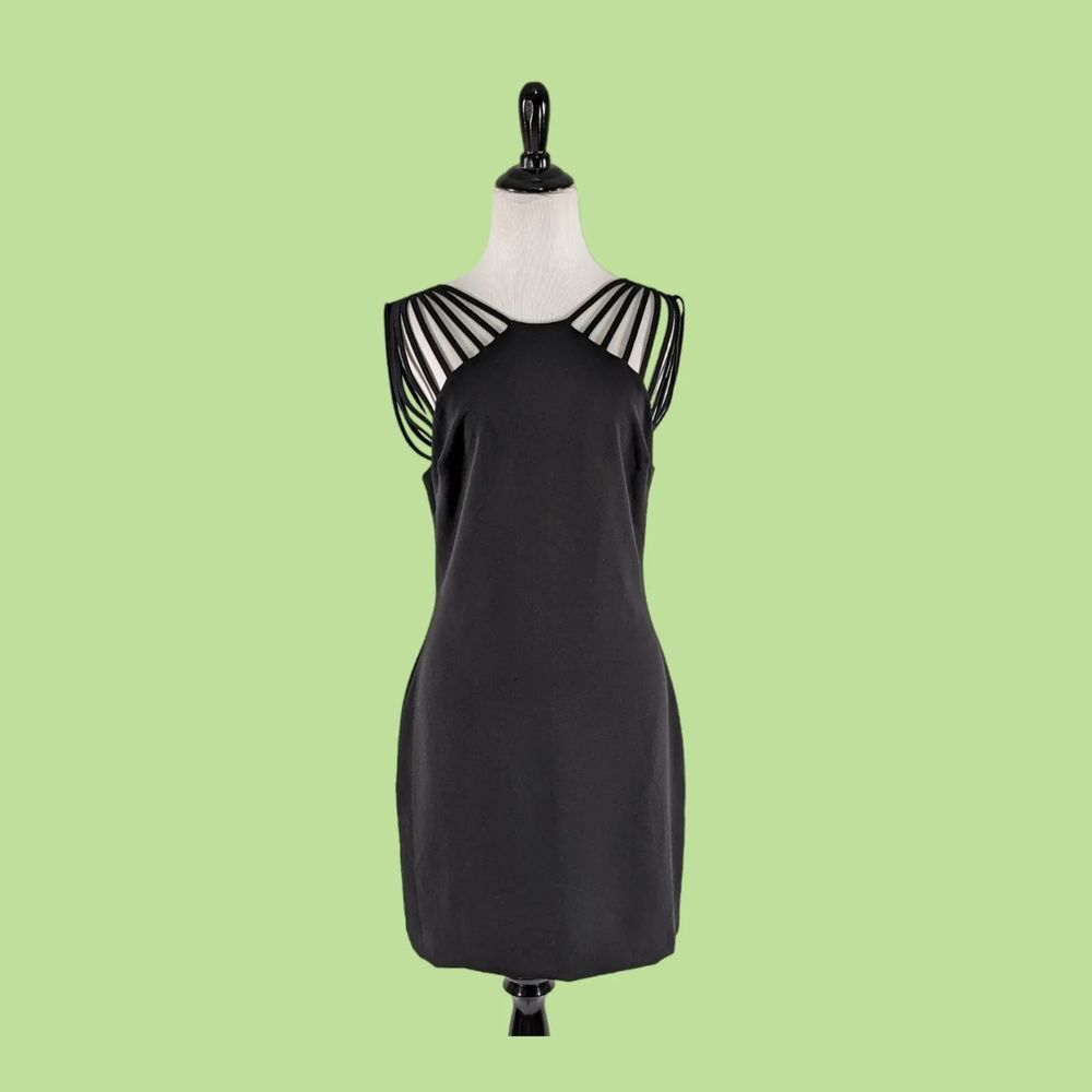 Dress The Population S Cora Black Strappy Shoulder Sheath‎ Dress